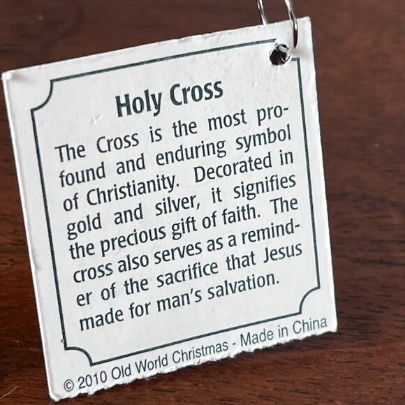 Old World Christmas "Holy Cross" Glass Ornament 2010 w/ Tag Gold & Silver Merck - Picture 7 of 8